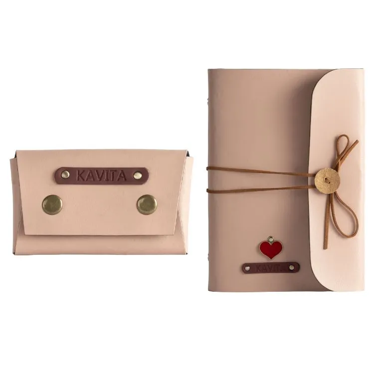 Personalized A5 Vegan Leather Diary and Visiting Card Holder